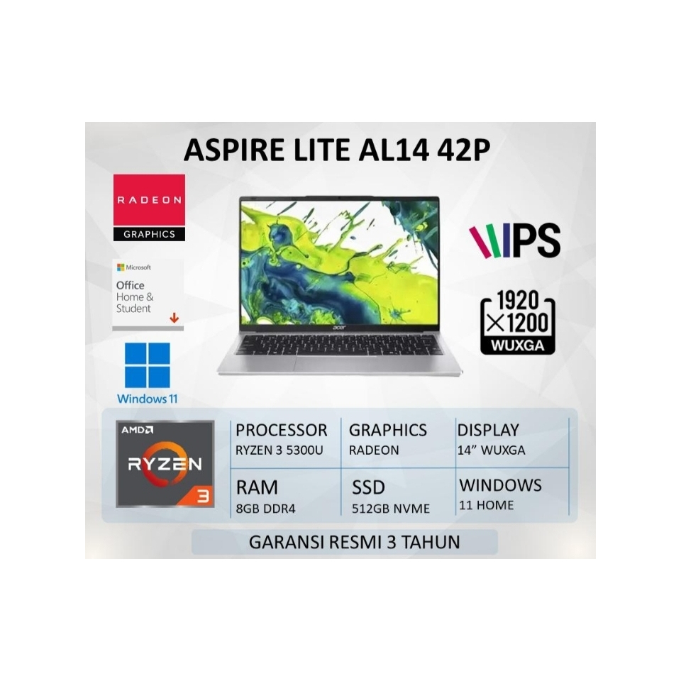 Original Acer Ryzen 3 5300U Ram 8 GB / SSD 512 GB Garansi Resmi Acer Harga Terupdate Setiap Hari