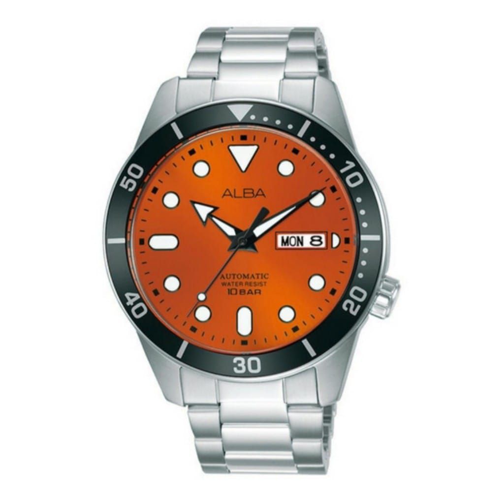 Jam Tangan Pria ALBA Mechanical AL4163X1 al4163 Men Automatic Orange Dial Original