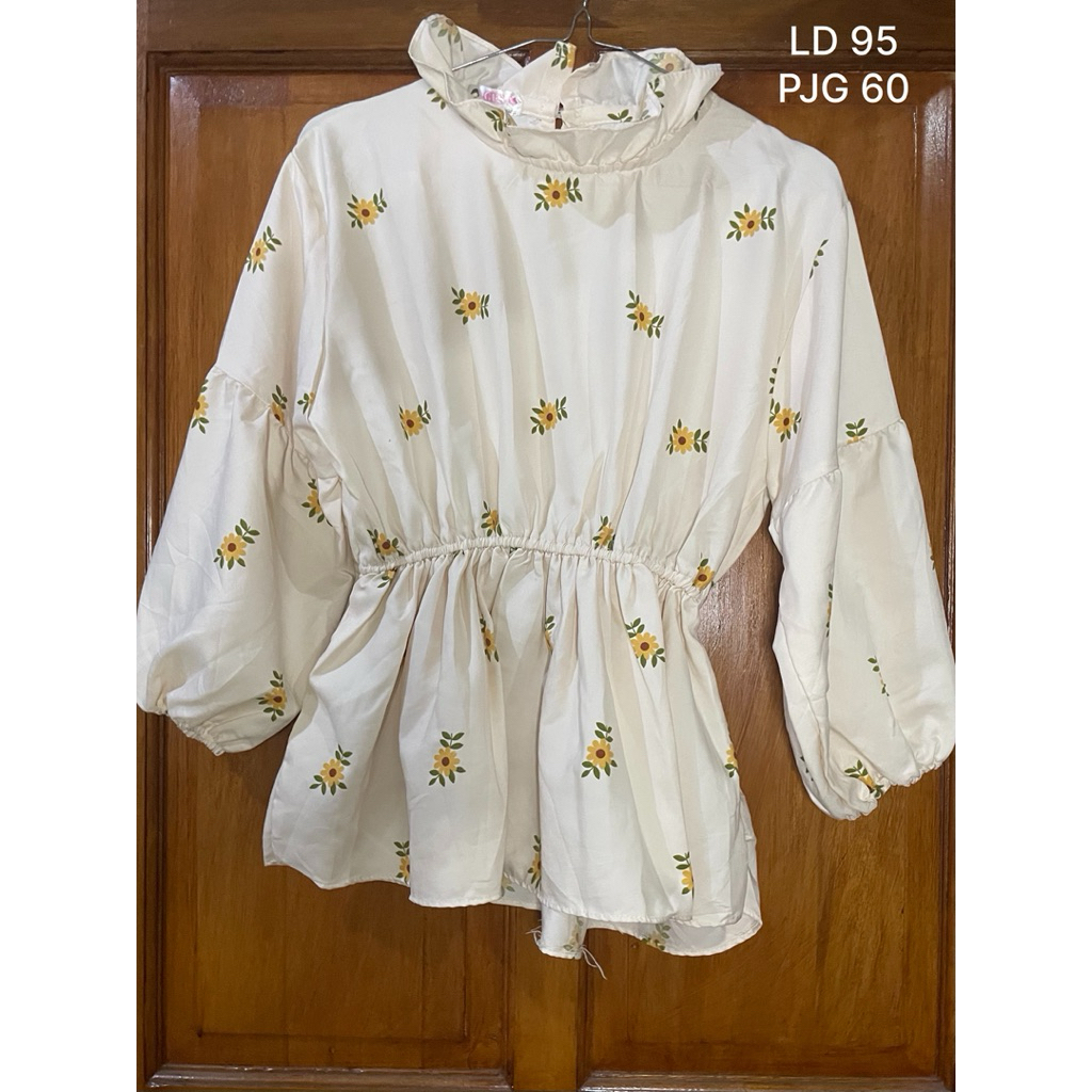 (Preloved) BAJU BLOUSE MINI DRESS ATASAN MOTIF FLORAL BUNGA BUNGA POLOS LEOPARD LD 95 LD 120