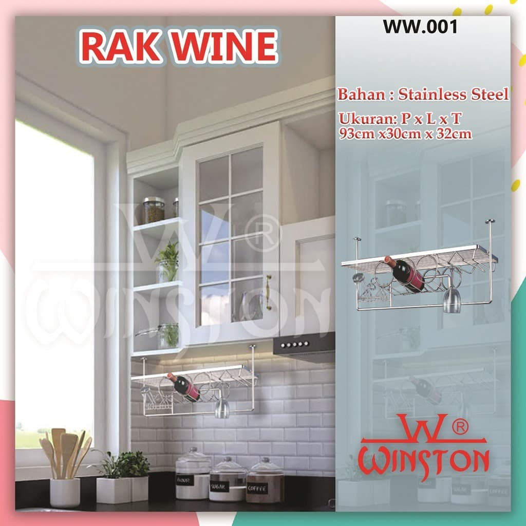 PROMO AKHIR TAHUN  RAK WINE HOLDER STAINLESS STEEL WINSTON WW 001