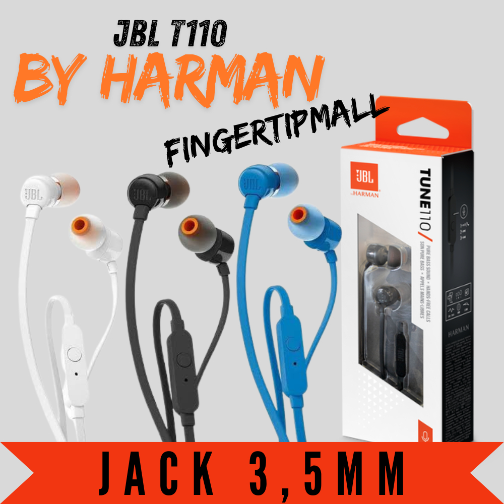 Headset JBL Tune T110 Kabel Jack 3,5mm Handsfree Bass Handset Earphone Original
