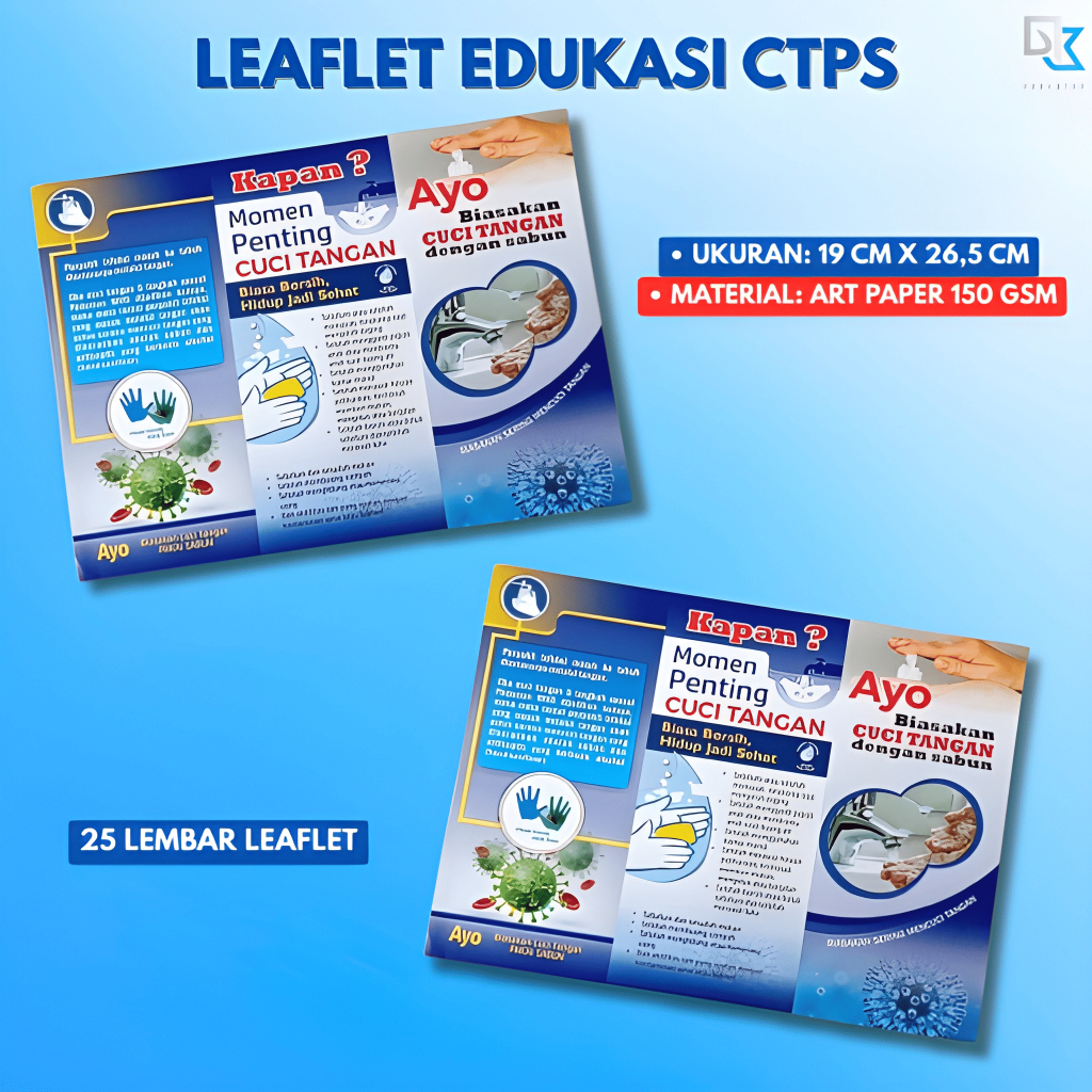 Leaflet Edukasi Cuci Tangan | CTPS (Cuci Tangan Pakai Sabun) | Brosur Kesehatan