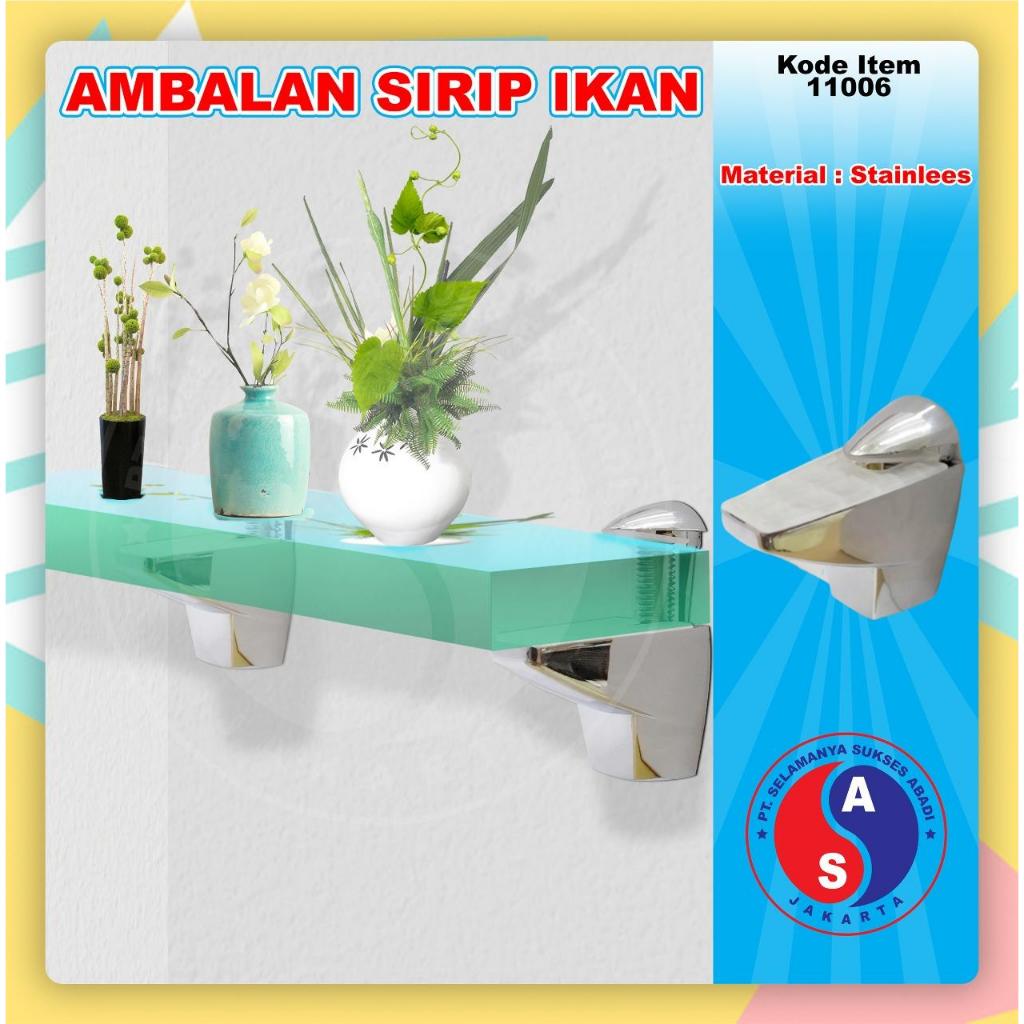 Ambalan Kaca Sirip Ikan Hiu / Ambalan Jepit Kaca / 11006