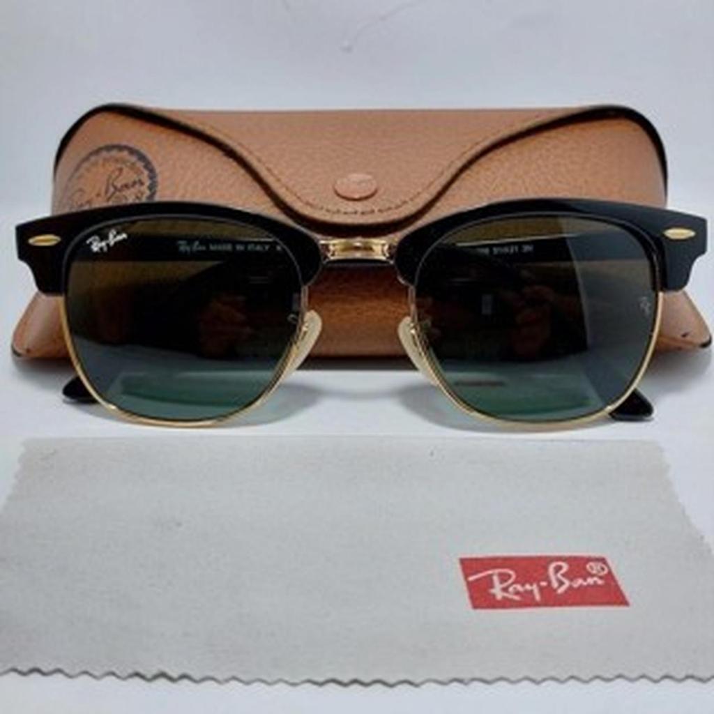Kacamata Rayban Clubmaster RB3016 Lensa Kaca Gold Black Secen Original