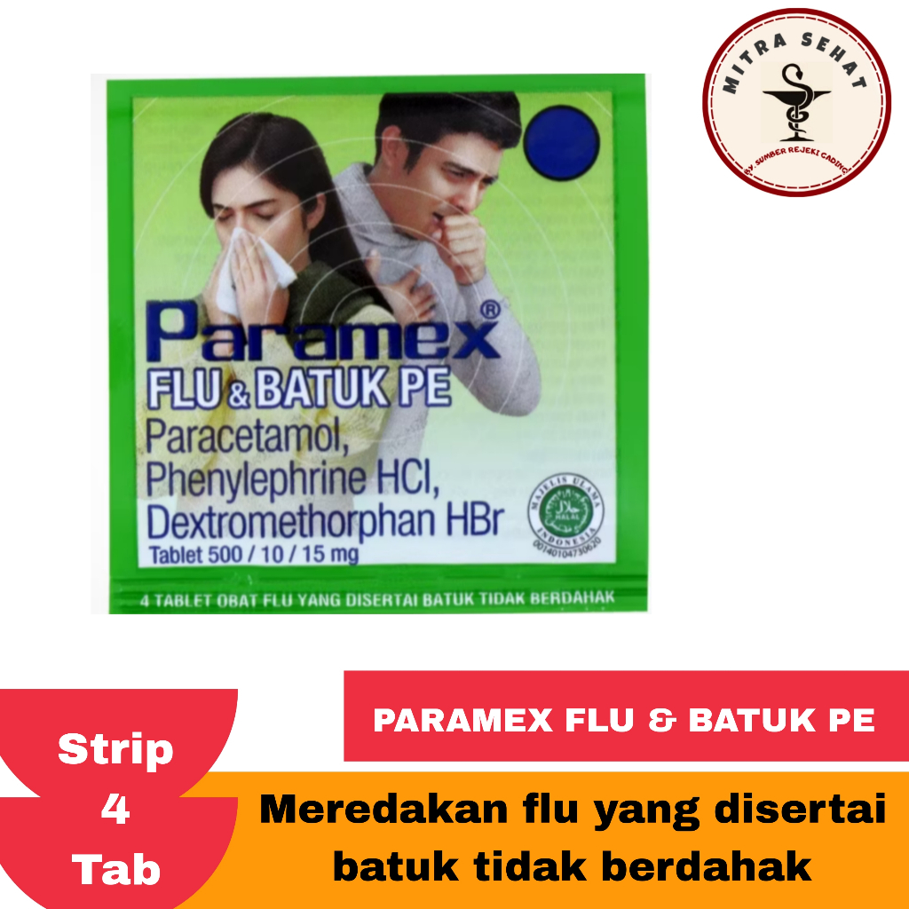 Paramex Flu & Batuk Pe - Strip 4 Tablet / Untuk Flu Dan Batuk Kering