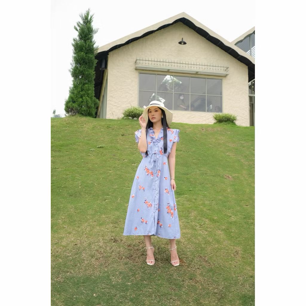 SALLY DRESS BLUE STRIPES LEBIJOU