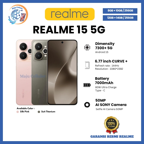 HP REALME 15 5G 12/256GB & 15 5G 8/256GB (GARANSI RESMI REALME)