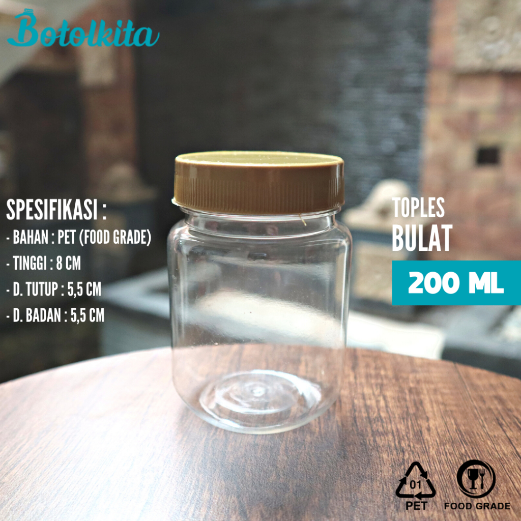 Toples Plastik Sambal Bulat 200ml / Toples Plastik Bulat 200ml / Toples Makanan Kue 200ml / Toples S