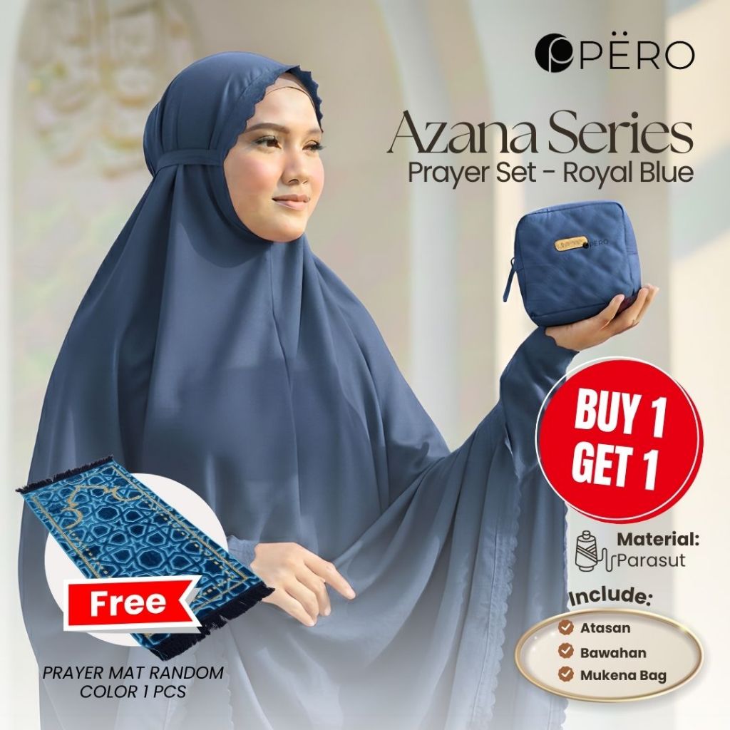 Pero Azana Series Mukena Travel with Mini Pouch FREE Sajadah Random Motif Turkiye