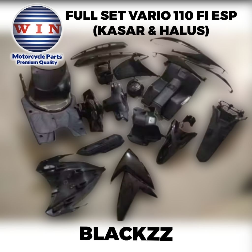Cover Body Full Set Vario 110 FI LED Hitam (KASAR & HALUS) ORIGINAL WIN