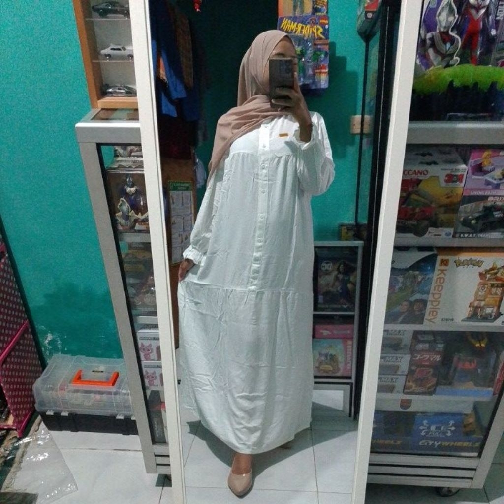 gamis rayon tuwil putih