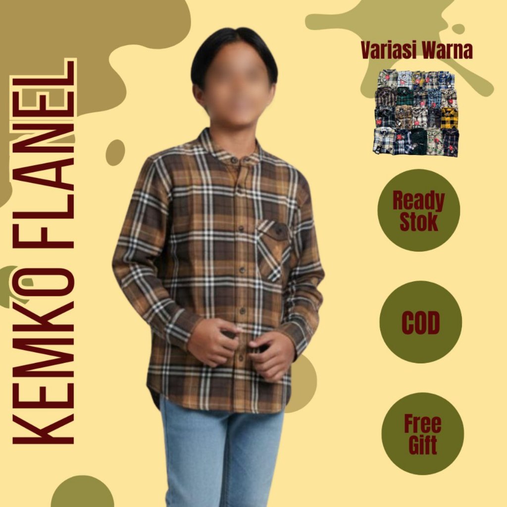 Atasan Baju Kemeja Koko Anak Laki-laki Flanel Kakadede