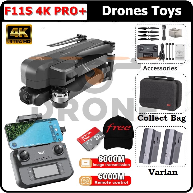 NEW  SJRC F11S 4K PRO+ 6KM Drone GPS 2-Axis Gimbal 4K Camera Self-Stabilized UPGRADE SJRC F11 F11S 4