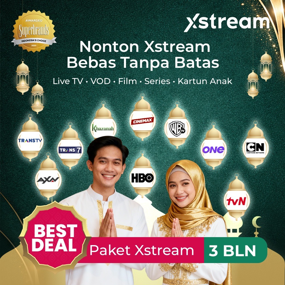 Voucher Paket Langganan XSTREAM 3 bln - FREE Streaming Android Box, Channel TV, Film, dan Series