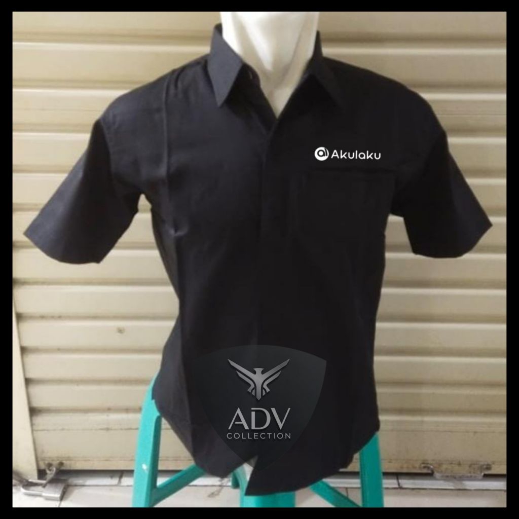 Kemeja AKULAKU Seragam IBOX AKULAKU Hitam Lengan Pendek Pria