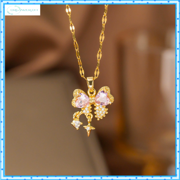 Kalung Titanium Wanita Kalung model terbaru kalung tidak mudah luntur Kalung bahan tembaga berlapis 