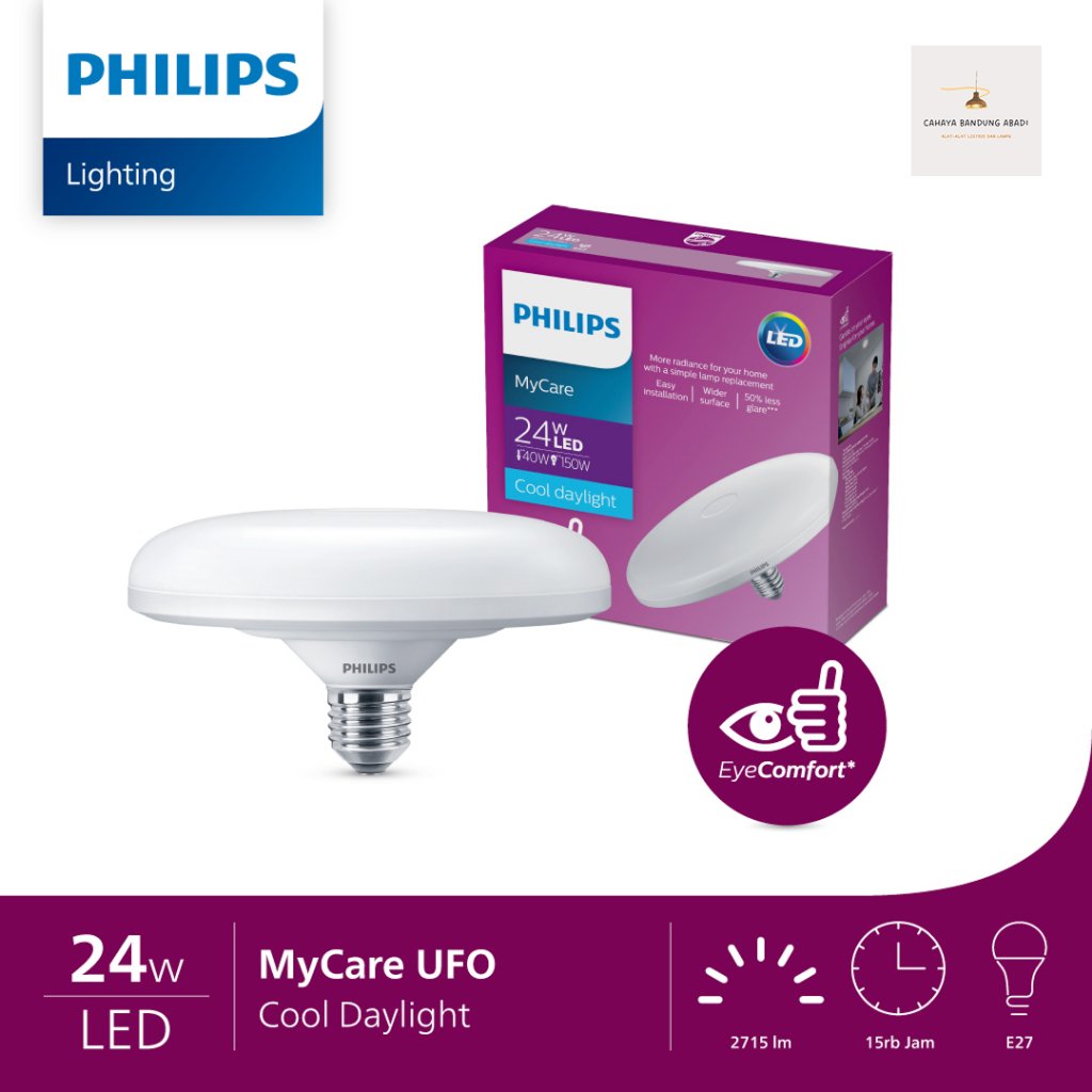 Lampu Philips LED UFO 24 Watt 24W Putih Kuning Cool Daylight Warm White 6500K 3000K E27