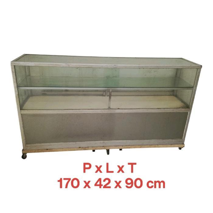 Second Etalase Kaca Aluminium rak display kios toko ukuran 170x42x90