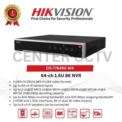 DS-7764NI-M4 64-ch 1.5U 8K NVR HIKVISION  64 CHANNEL