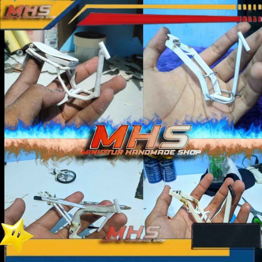 custom miniatur rangka motor skala 1:12