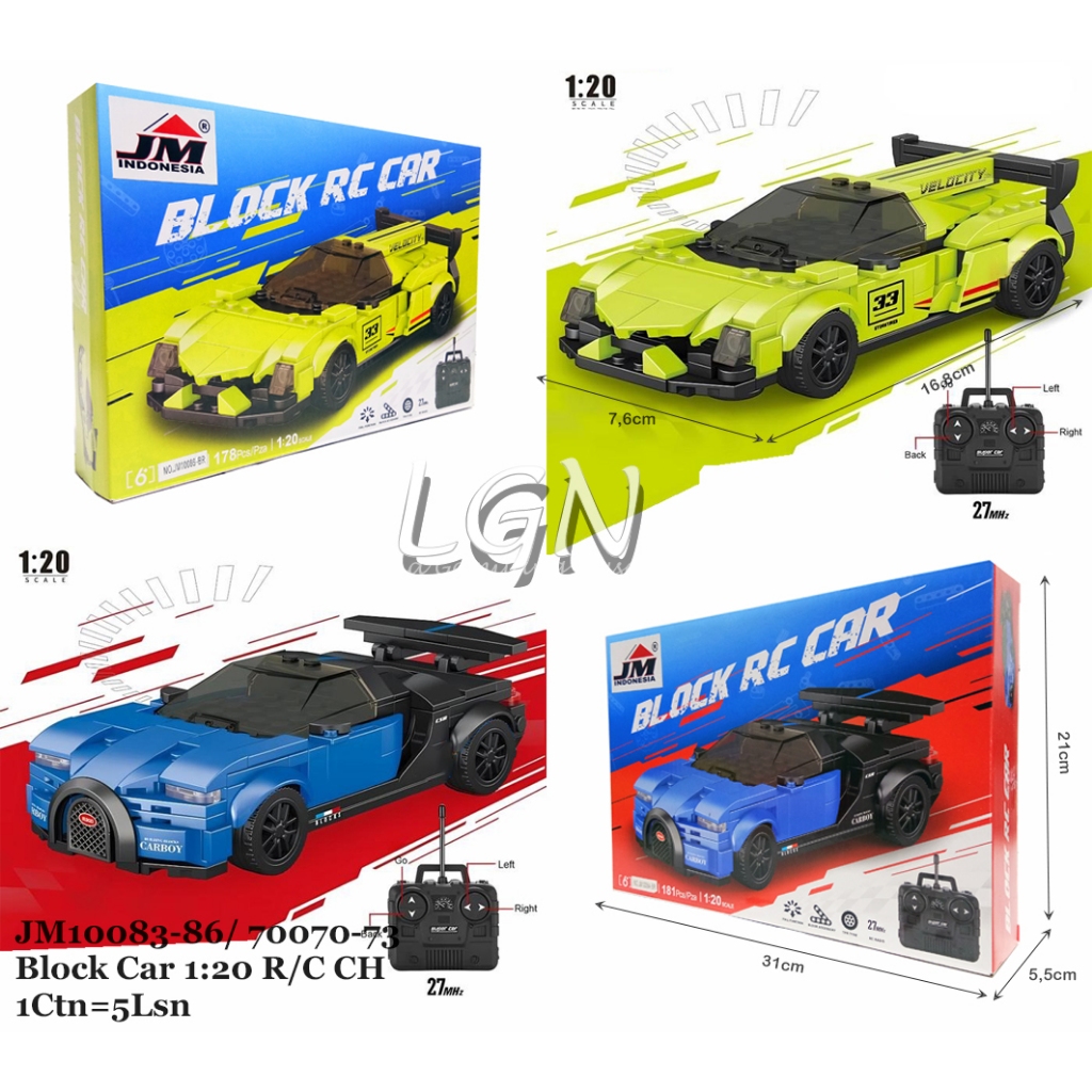 Brick Mobil Balap Mainan Koleksi Rakitan Remote Control Block 1:20 Mainan Edukasi Balok Susun Anak L