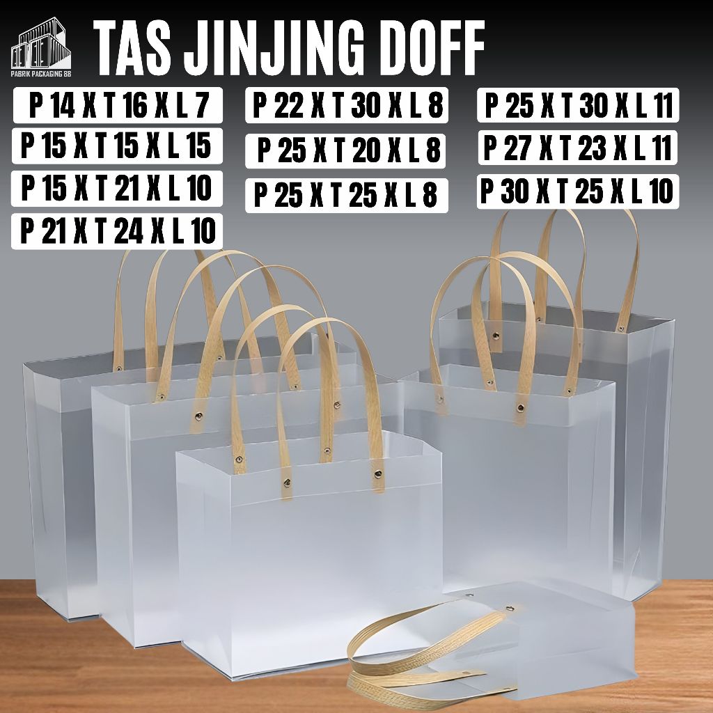 Tas Hampers Mika Doff Transparan PP | Goodie Bag Tenteng Polos Doff