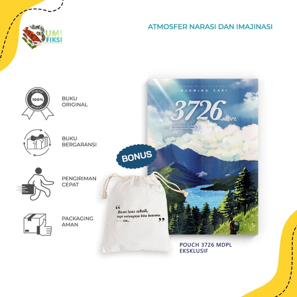 [ Bonus Pouch ] - Buku Novel 3726 mdpl / Buku Novel 0 Mdpl - Nurwina Sari -Romancious - Bumifiksi