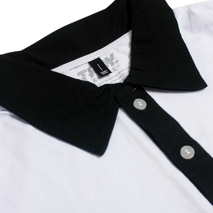 Troy Company Polo Wangky Tshirt White Black Buzee - Kaos Kerah Putih Hitam WKD 3275
