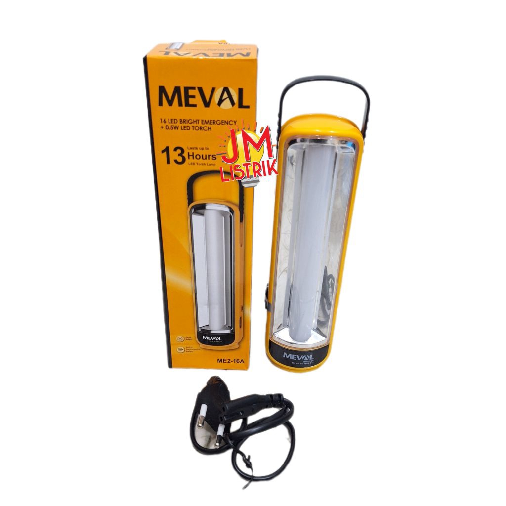 Lampu Senter Emergency Meval 16 Led Recharge