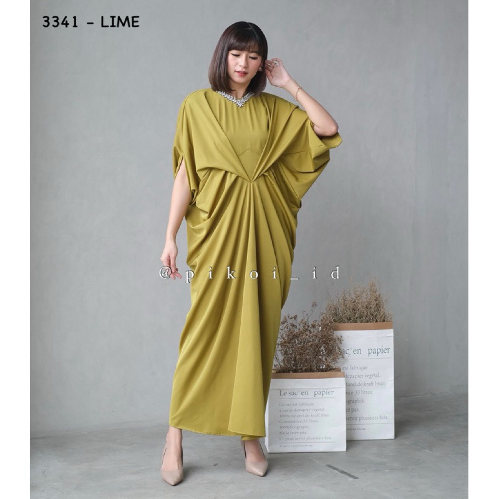 Kaftan wanita murah edisi lebaran / dress panjang mutiara / kaftan putih cantik 3341