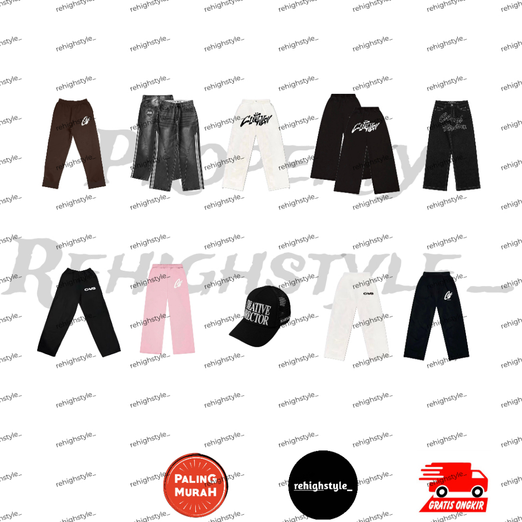 SWEATPANTS CLUTHVISION CVS BASIC BLACK / WHITE / BAGGY JEANS HOLEVISION /DENIM RAW BASIC / SWEATPANT