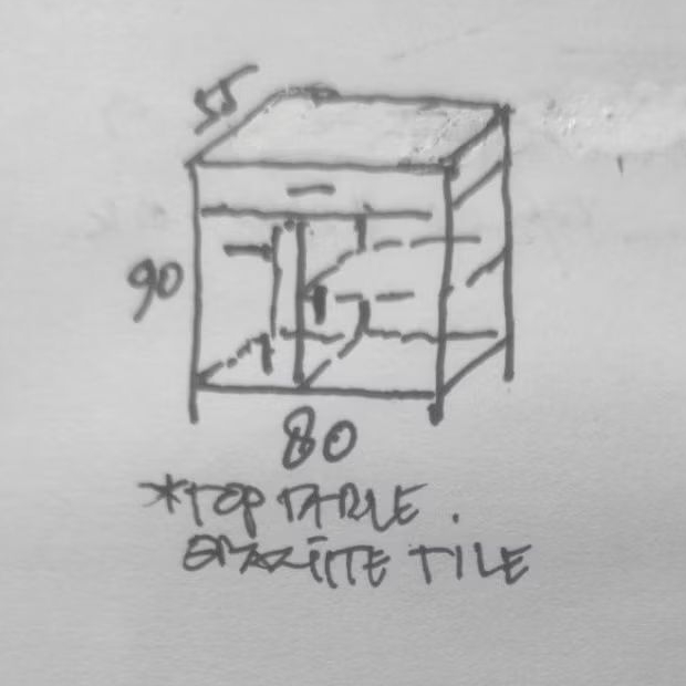 MCW furniture-KSBAC-80.55.90/ Custom Meja island top table granite tile/Meja island/Kitchen set bawa