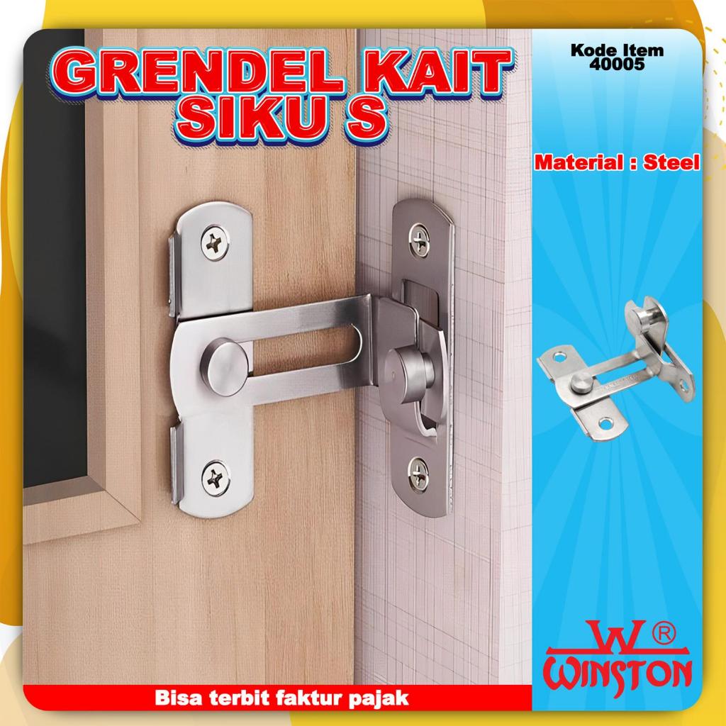 KUNCI Gerendel Grendel Kait Siku S Gembok Slot Pintu Geser Pengaman