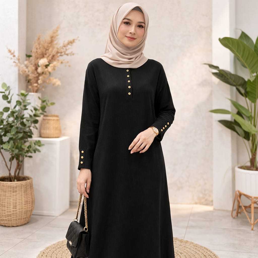Gamis Rajut Dewasa Tren Inara Kancing + Motif // Revo Fashion