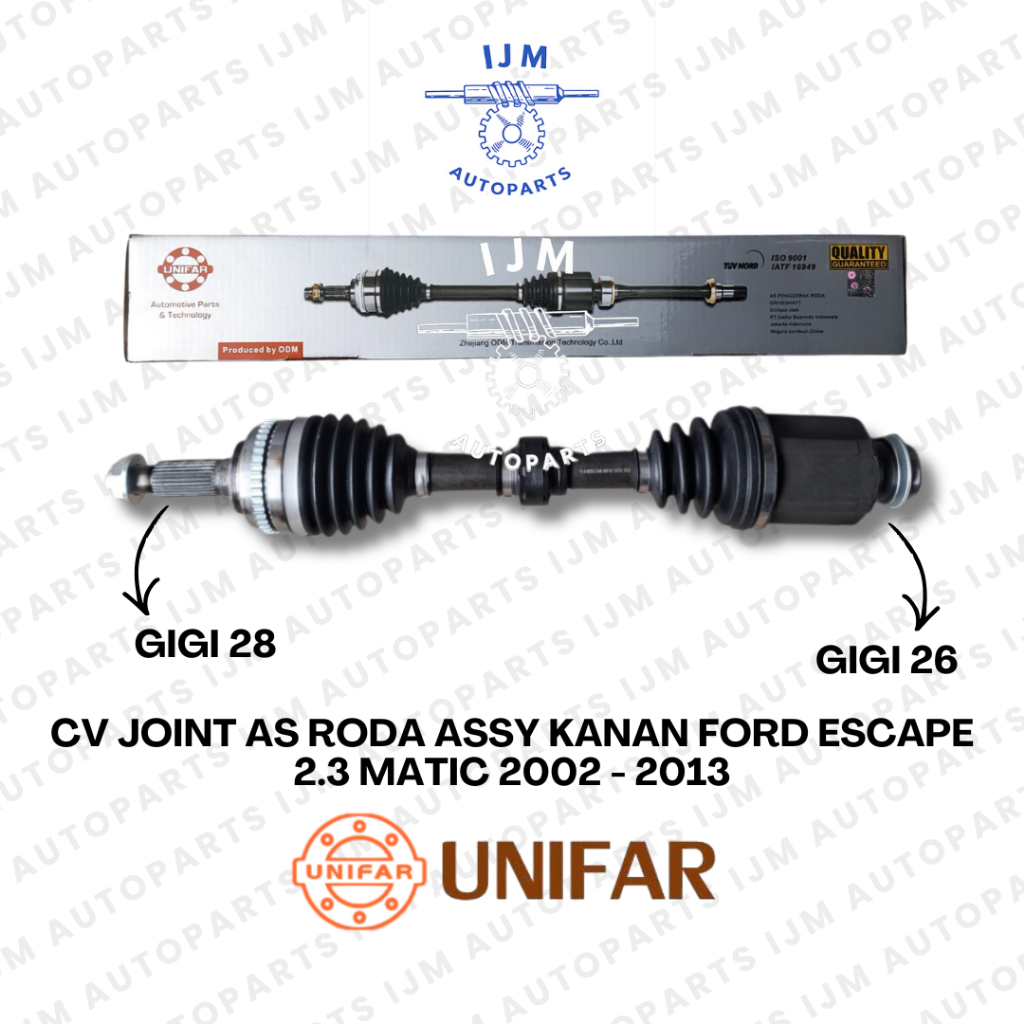 CV Joint As Roda Assy Kanan Ford Escape 2.3 Matic 2002 - 2013 Unifar