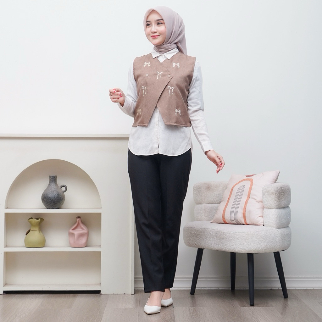 Ahla vest pita // Vest Bordir Pita Outer Wanita Premium // Atasan Rompi Wanita Korean Style.