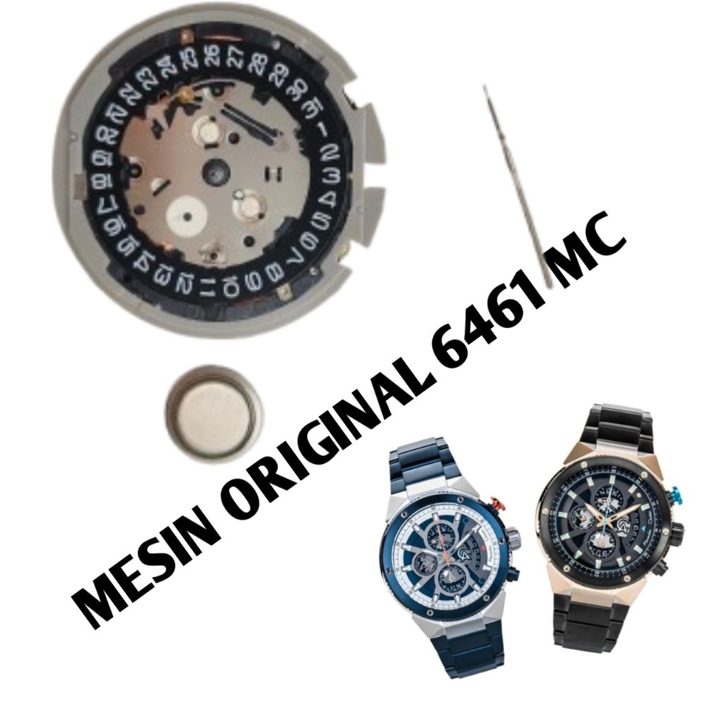 Mesin jam Alexandre Christie original 6461MC