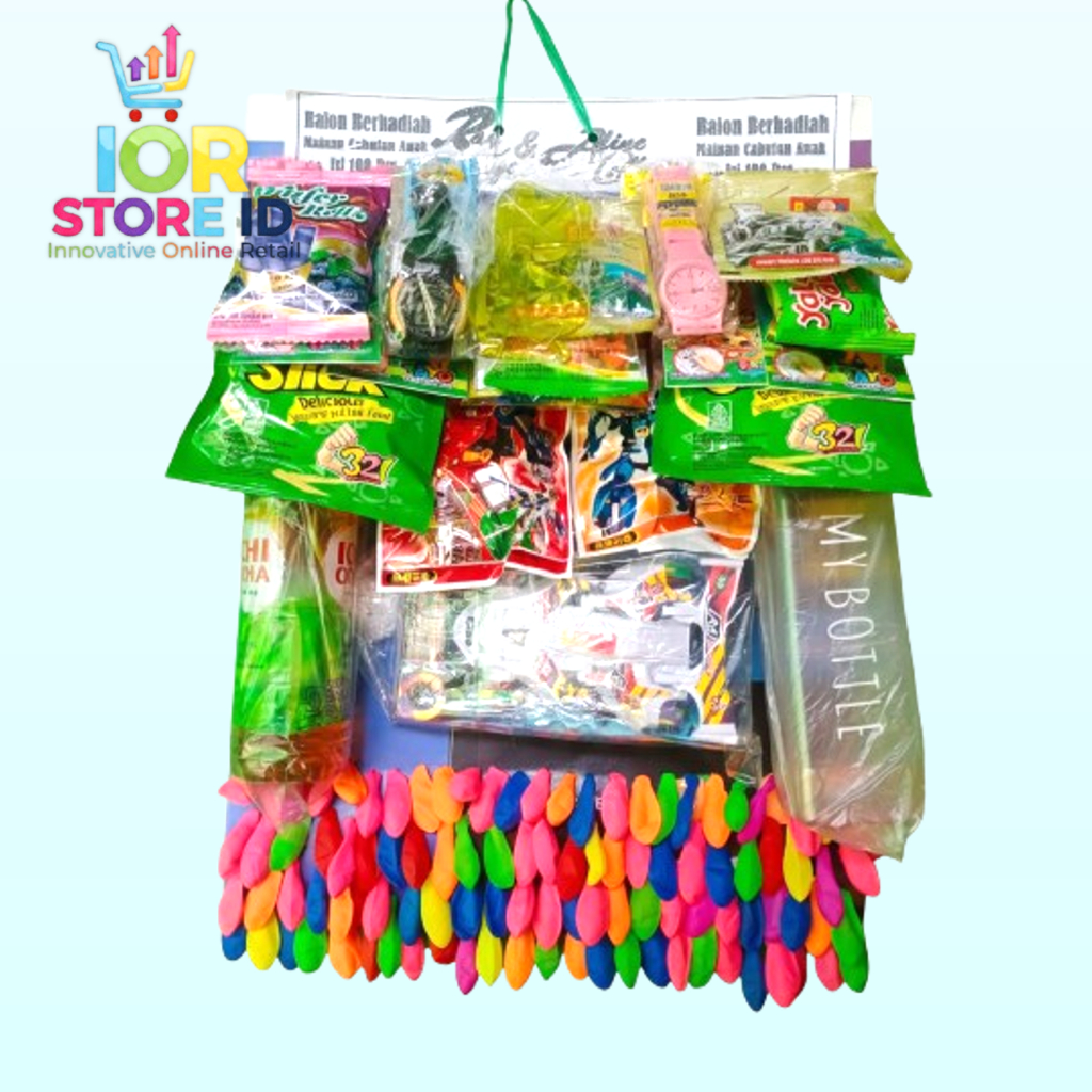 IOR STORE Mainan Balon Cabutan Berhadiah Isi 100. Hadiahnya Tamiya Jam Tangan My Bottle