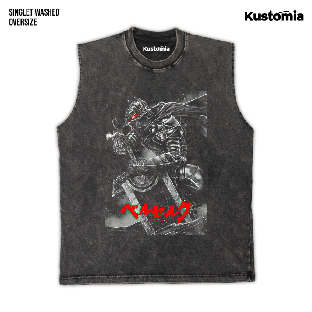KUSTOMIA Singlet BERSERK Sleeveless Oversize Slimfit Washed Shirt | BERSERK-19
