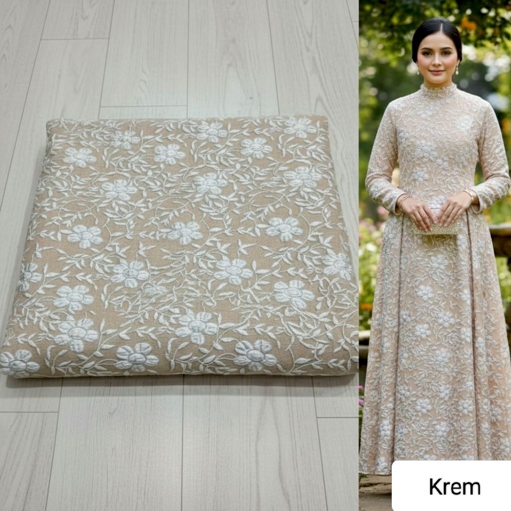 Bahan kain jaguard embos fukuro melati/Kain jaguar embos import  premium