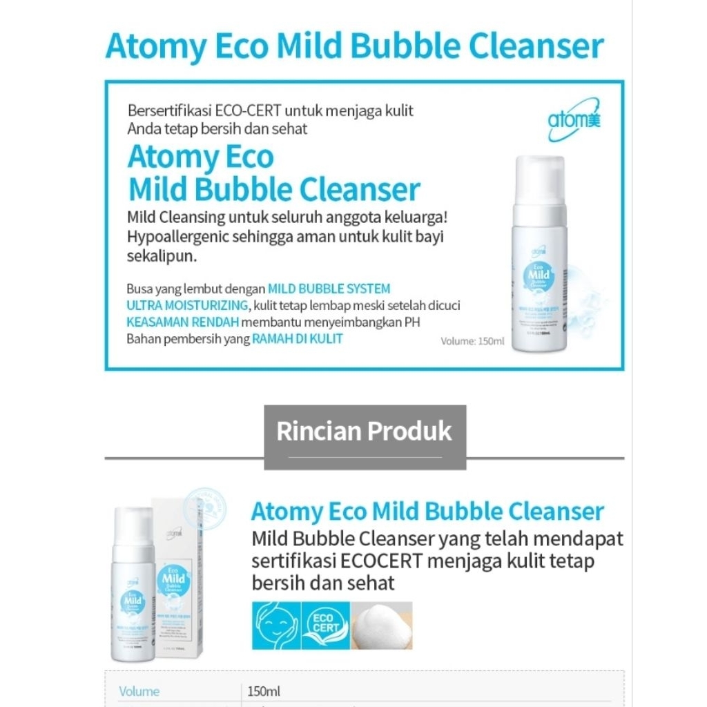 Atomy Eco Mild Bubble Cleanser*1EA