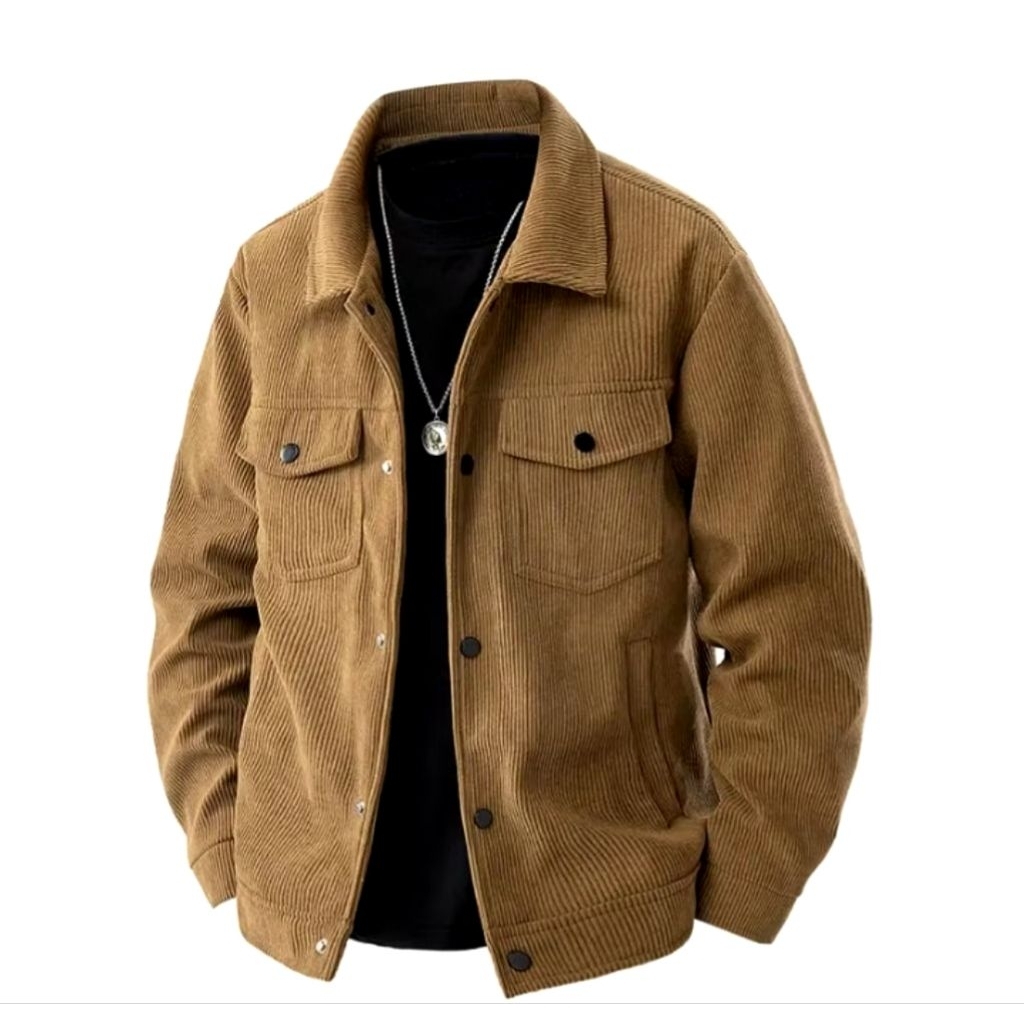 Coat Winter Corduroy Jaket Pria Casual Vintage