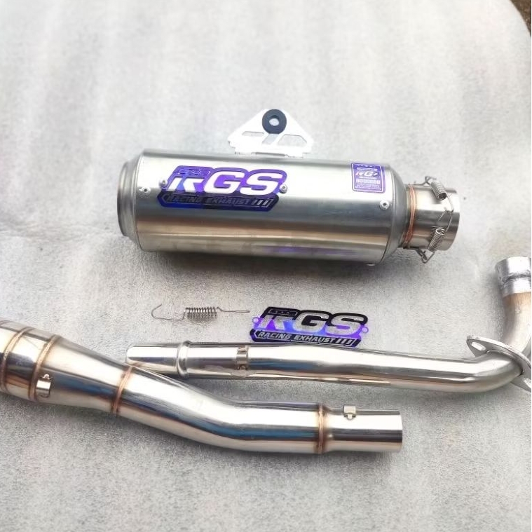 KNALPOT RACING RGS ORIGINAL GP1 DOS SARANGAN FULL EMBLEM COATING PNP ALL BEBEK SUPRA X 125 KARISMA R