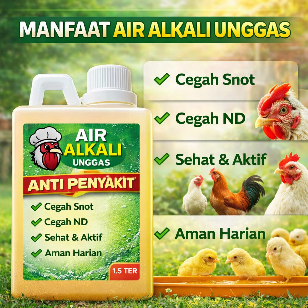 Air Alkali Unggas Anti Penyakit & Tingkatkan Imun Ayam