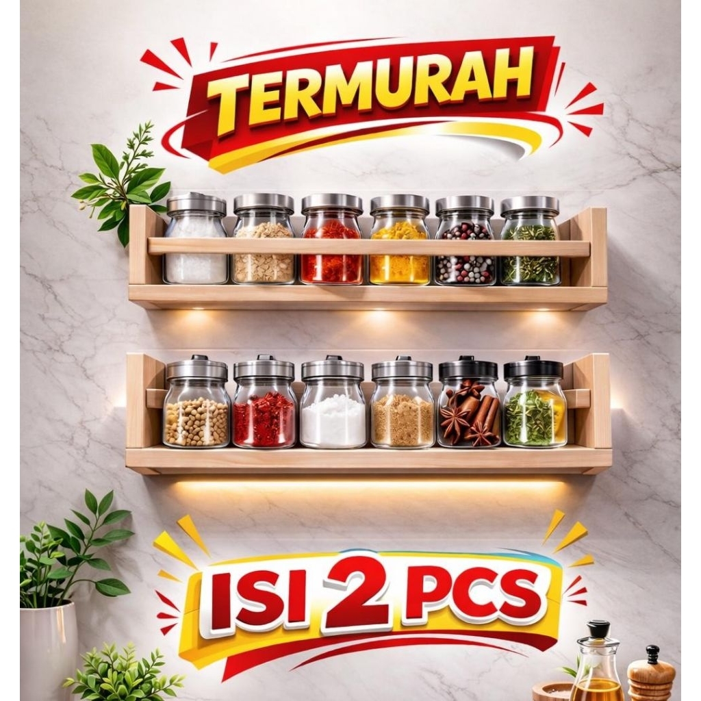 Rak kayu minimalis - rak bumbu / hiasan dinding / lemari kayu