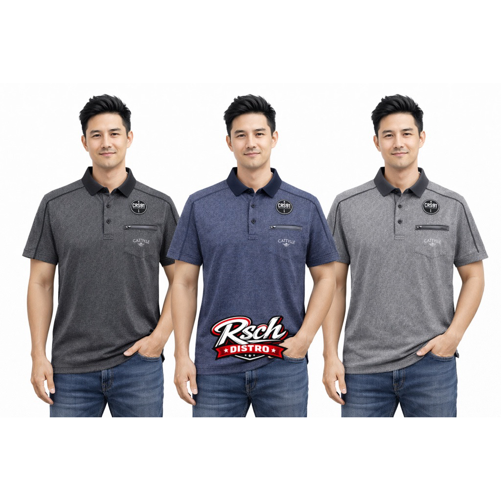 Kaos Kerah Fashion Pria CRS 91/HUGO CLASS Original Poly Motif Bintik PEZPAK M-XXL (Kancing Kantong)