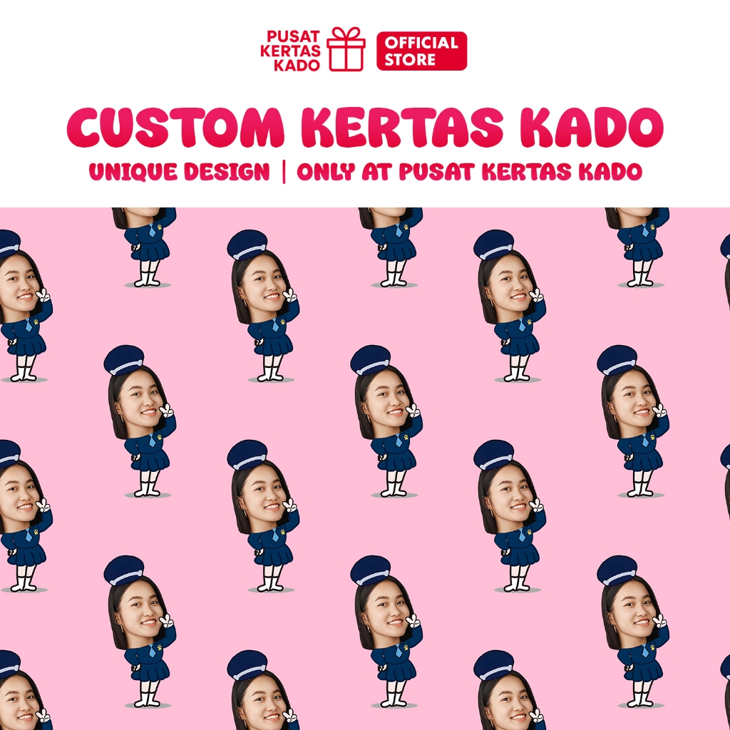 Kertas Kado Custom Wajah Ulang Tahun Unik - BabyBus Sheriff Papillon