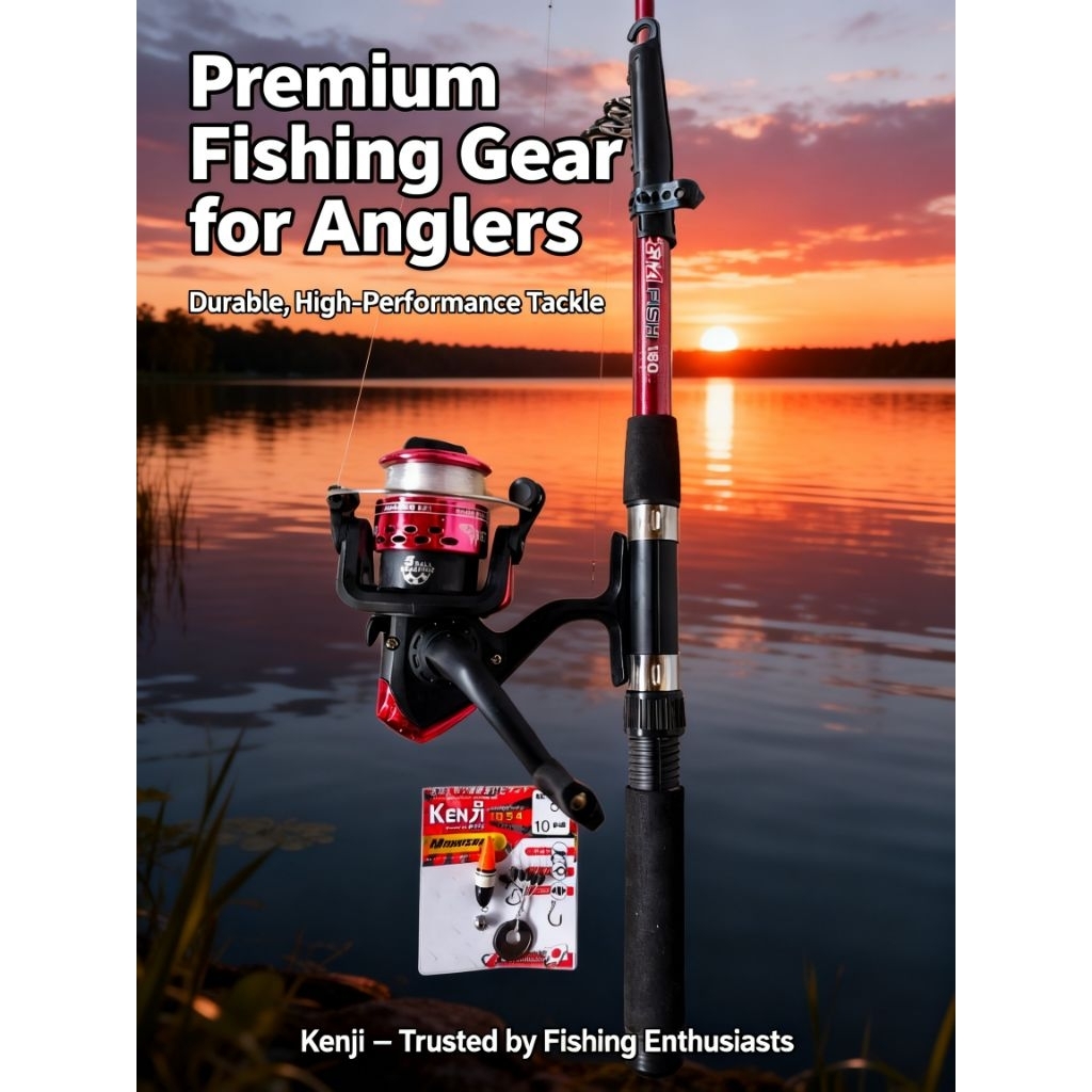 1 Set Pancing Pancing (Joran antena 150 + Reel) Warna Full Merah