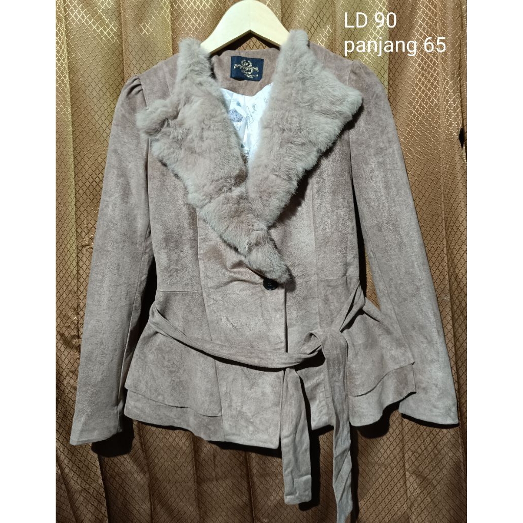 jaket vintage suede bulu jaket suede bulu coklat jaket winter bulu coklat jaket kulit suede bulu jak