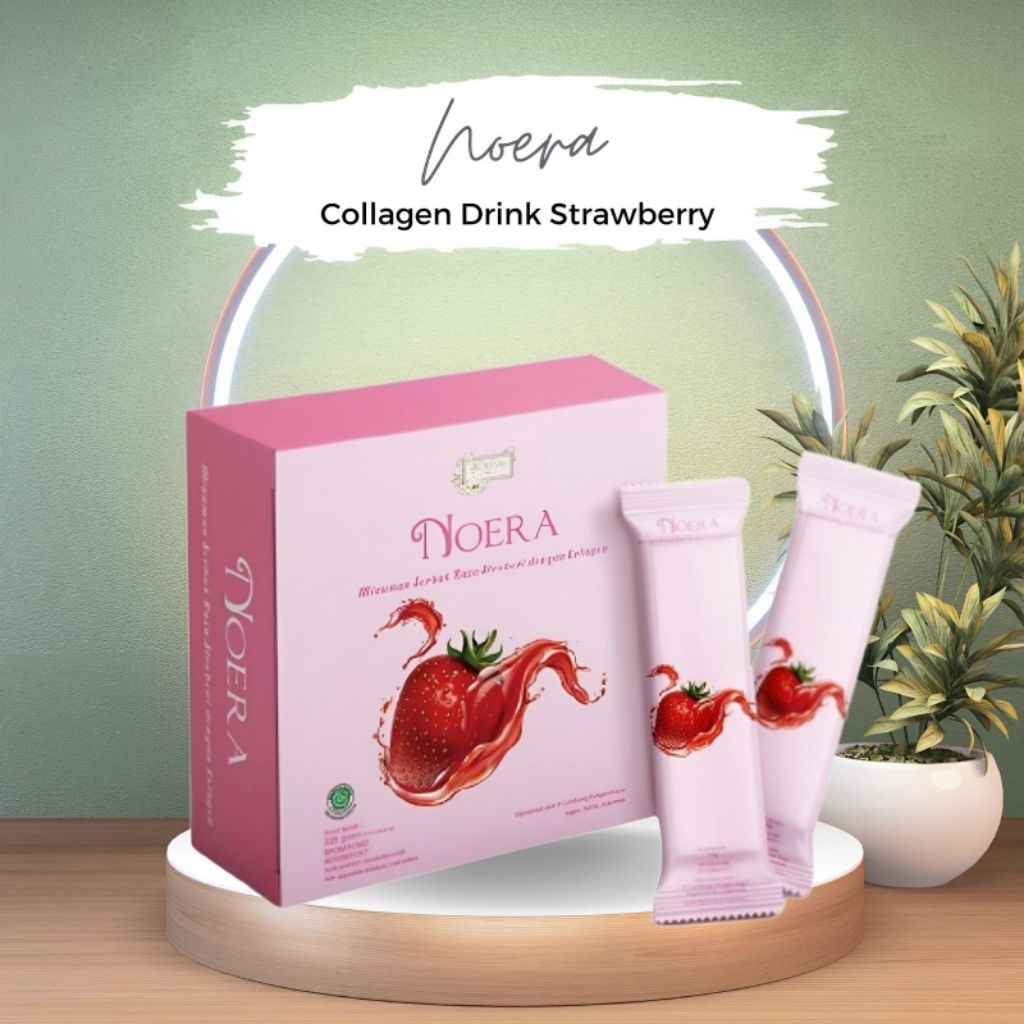 Noera Collagen Drink 1 box 15 Sachet Original BPOM Halal Serbuk Pencerah Badan Dewasa - Strawberry